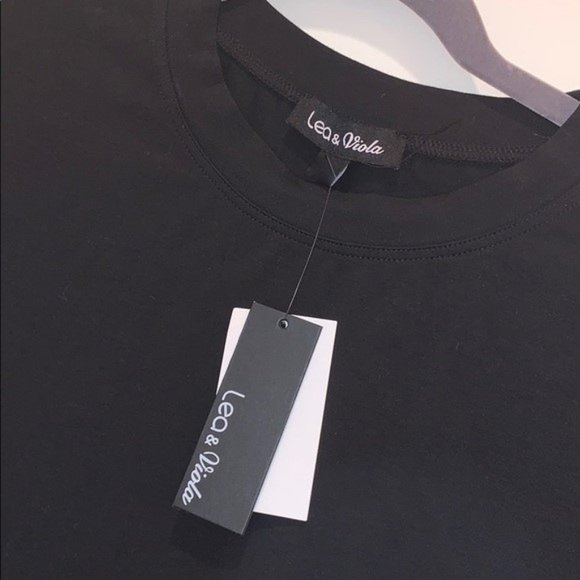 Lea & Viola Curve NWT Black Cotton Tassel Tee Shirt, Size XLarge - Picture 7 of 7